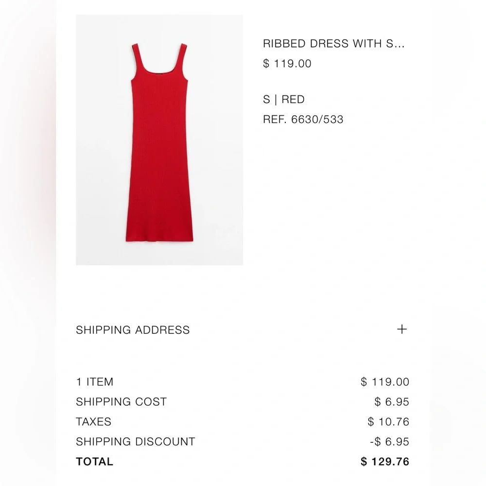 Red Ribbed Dress - Picture 2 of 3
